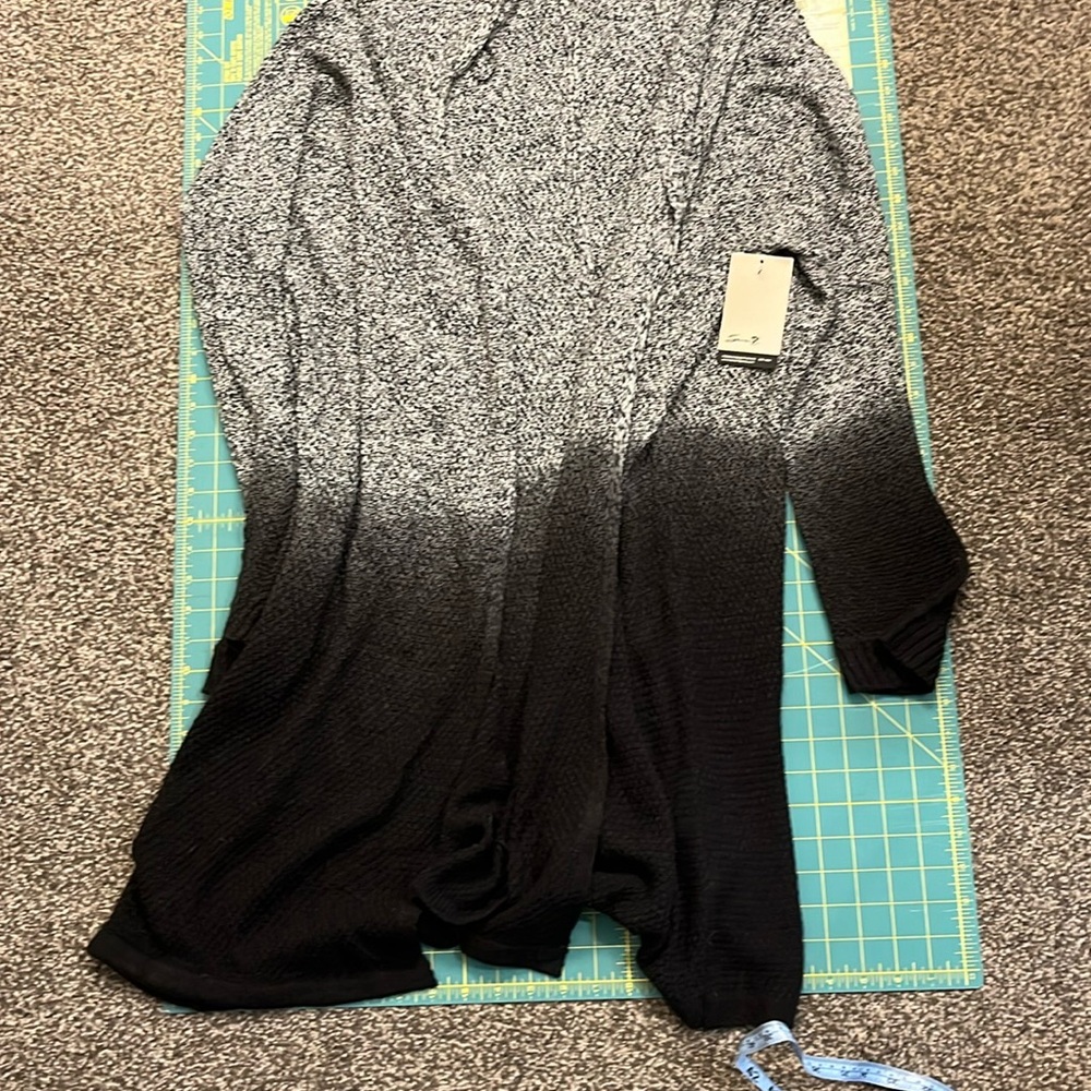 NWT seven 7 long hombre grey black lightweight open cardigan size XL
